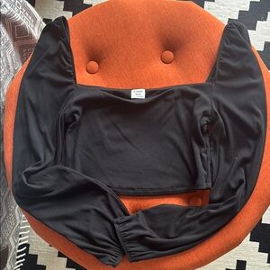 Sunday Best Black Square Neck Long Sleeve Crop Top